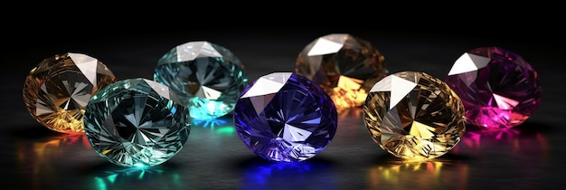 A group of gemstones on a dark surface