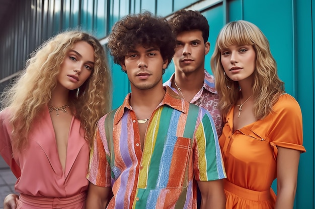 a group of gen z models pose outdoors in sumer