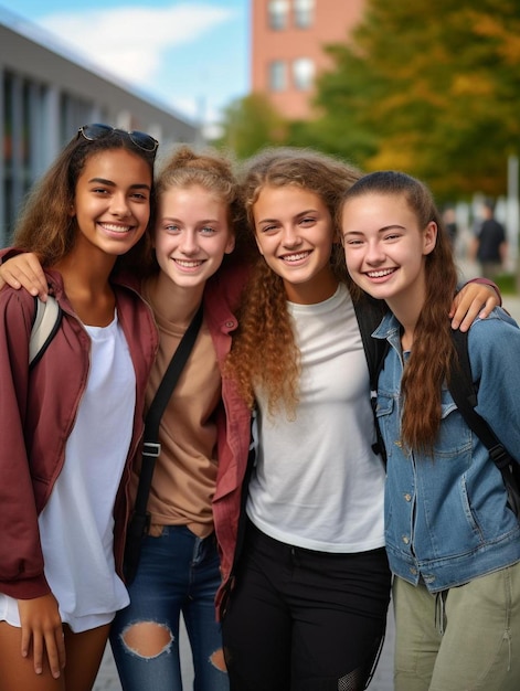 a group of girls pose for a photo.