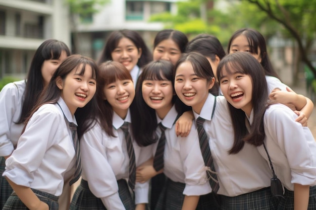 A group of girls with their arms around each other