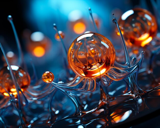 A group of glass balls sitting on top of a table