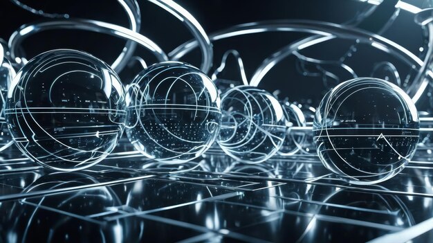 Photo group of glass balls on table