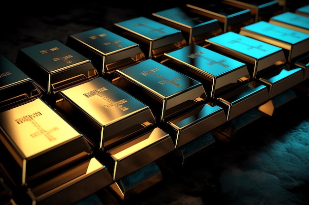 A group of gold bars with one that says'gold'on it