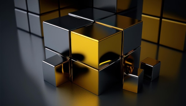 A group of gold cubes with one that says'gold '