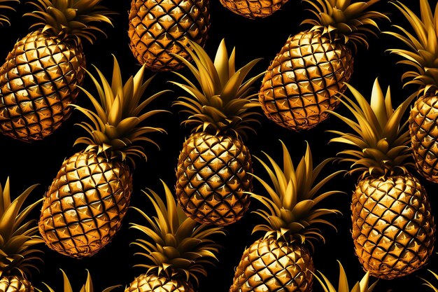 Photo a group of gold pineapples