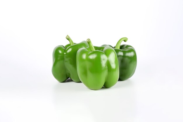 a group of green bell pepper isolated on white background