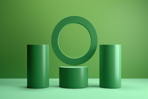 A group of green cylinder and a circle