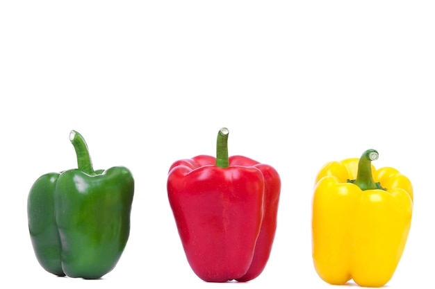 Group of green, red, yellow paprika pepper isolated 