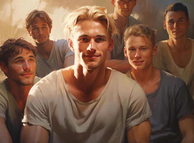 A group of guys with blonde hair