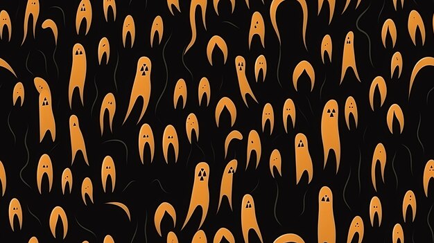 Photo a group of halloween ghosts on a black background