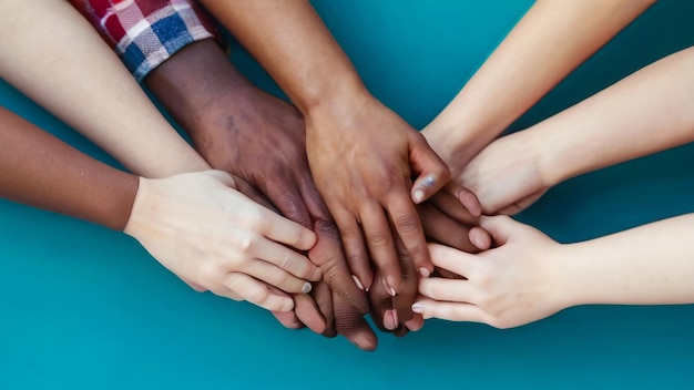 Photo a group of hands that are holding each other