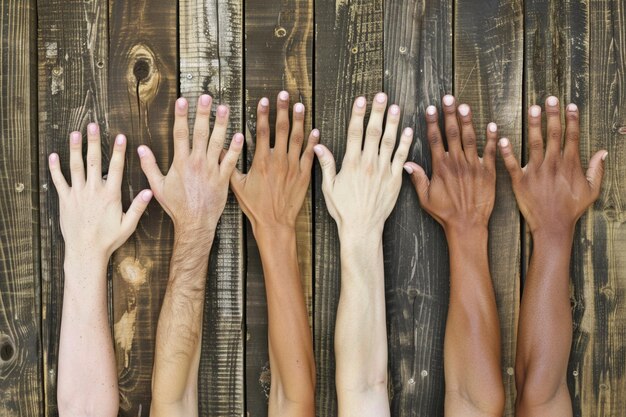 Group hands up of diverse peoplediversity multiethnic people racial equality men and women