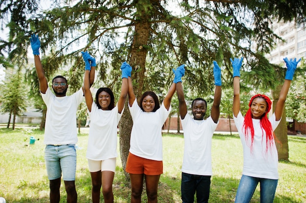 Group of happy african volunteers