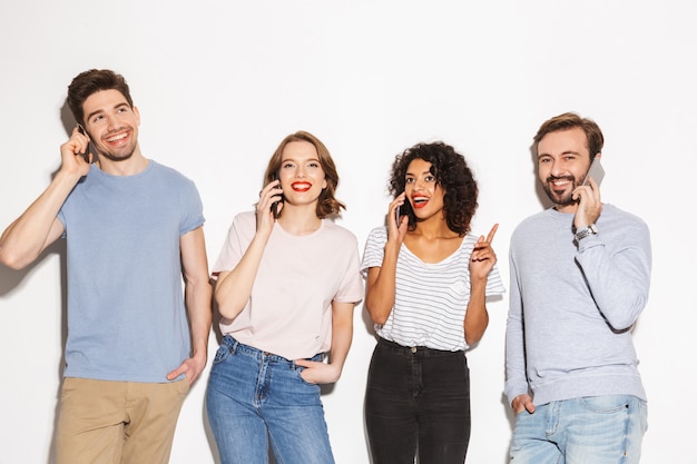 Group of happy multiracial people talking