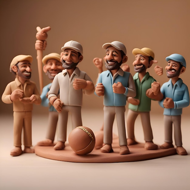 木製の背景に野球ボールを持つ野球帽をかぶった幸せな年配の男性のグループ