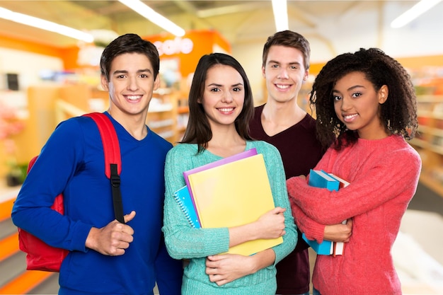 Group of happy students