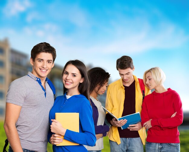 Group of happy students