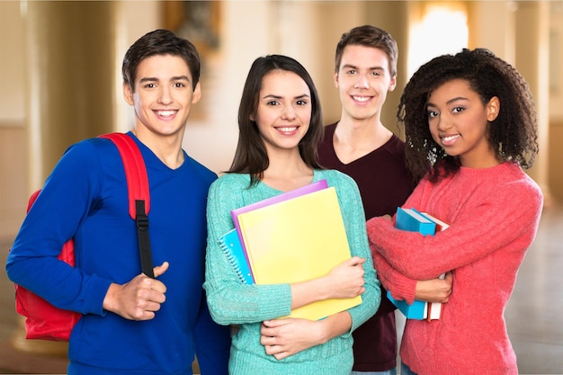 Group of happy students