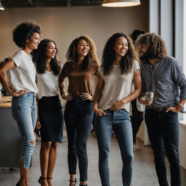 group of happy working people at the office generative AI