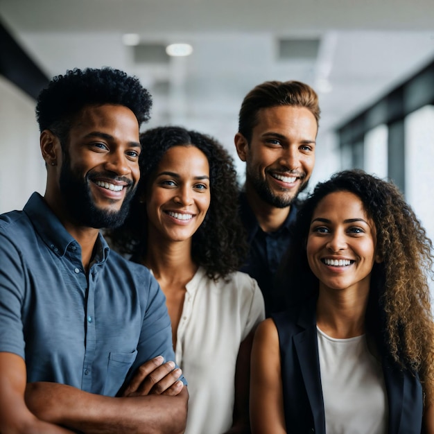 group of happy working people at the office generative AI