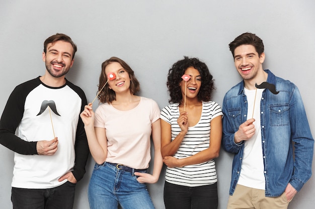 Group of happy young multiethnic friends having fun