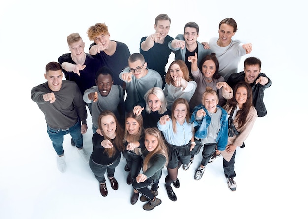 Group of happy young people looking at the camera