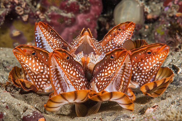 Photo group of hatchetfish in peaceful harmony