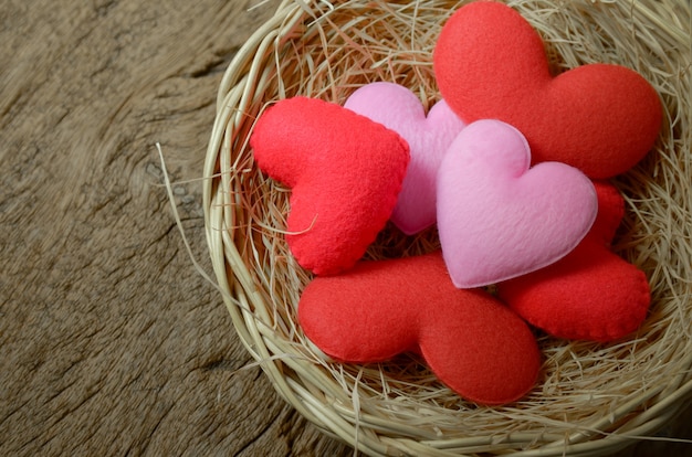 group of heart shape in basket