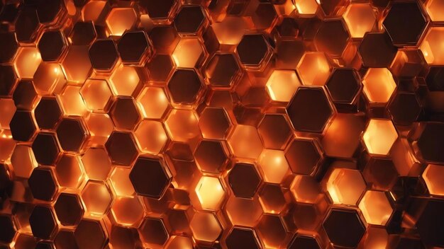 A group of hexagons with orange lights