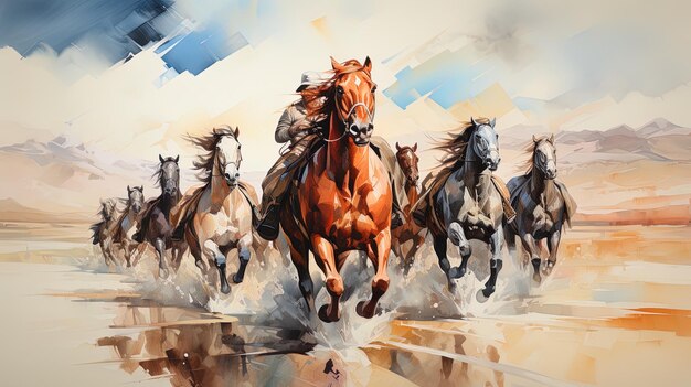 a group of horses running in a line with the words  horses  on the bottom