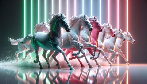 Foto un gruppo di cavalli con la parola i cavalli sulla parte anteriore
