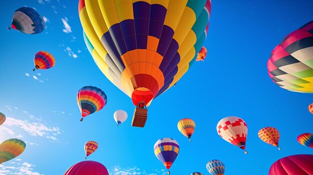 A group of hot air balloons in the sky