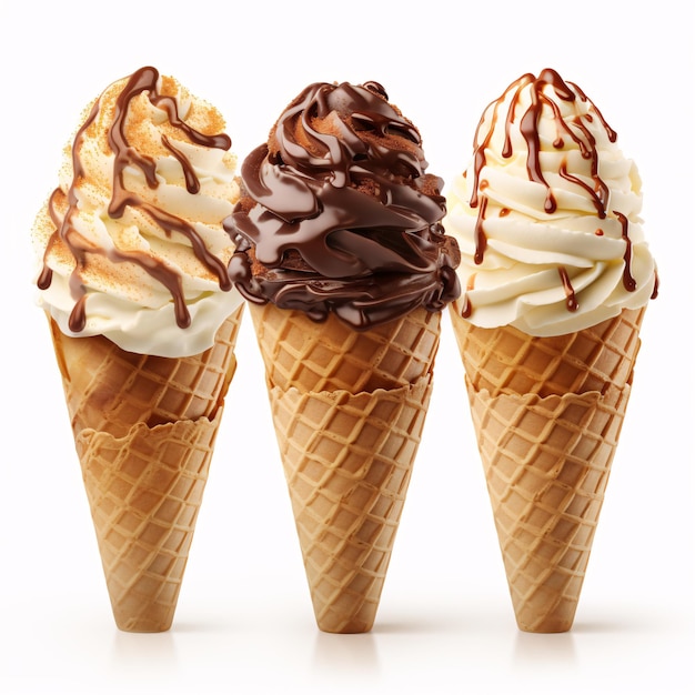 a group of ice cream cones