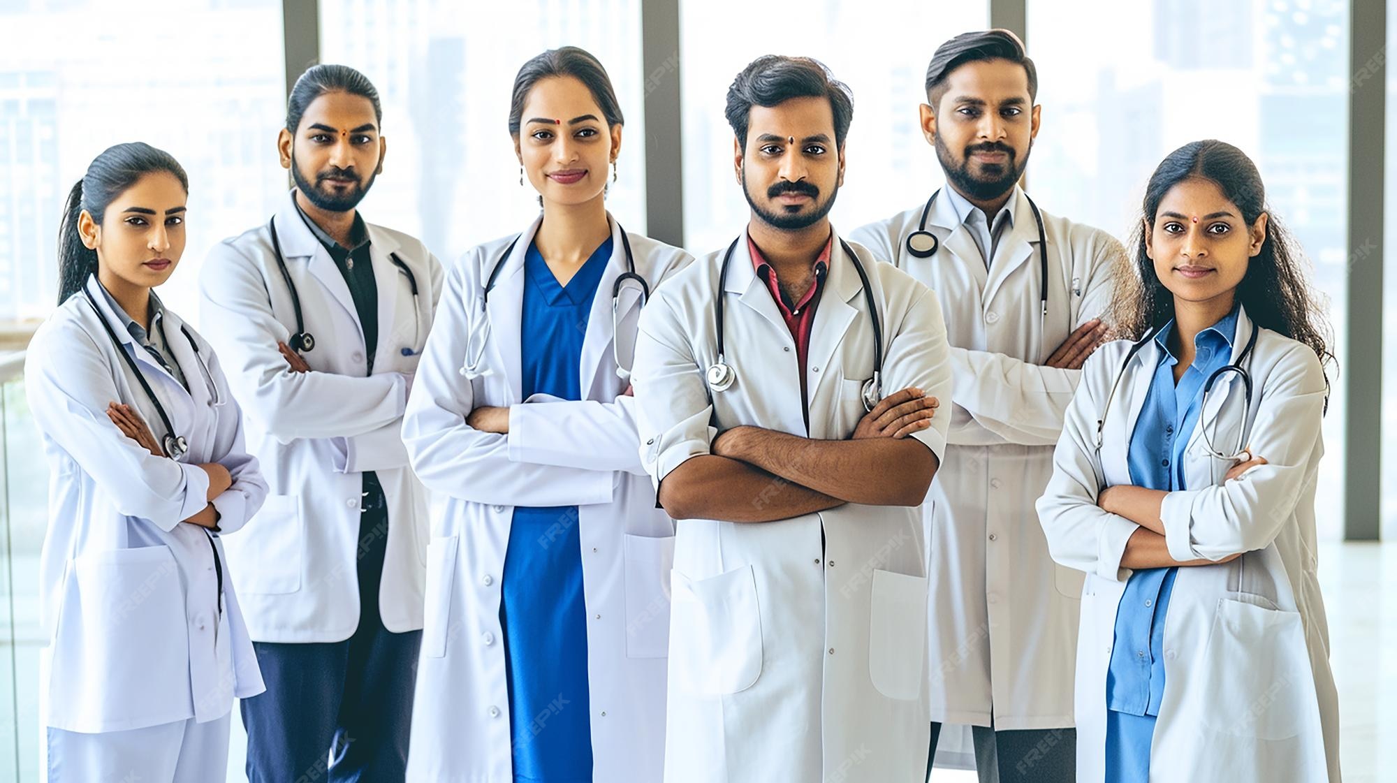Premium Photo Group Of Indian Doctors Standing With Hands Folded premium-photo-group-of-indian-doctors-standing-with-hands-folded