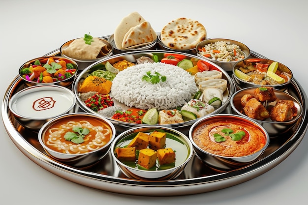 Group of indian food or indian thali