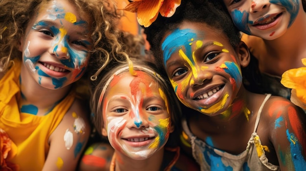 Group of international shildren in arts and crafts classes