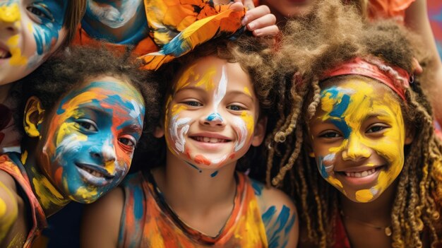 Group of international shildren in arts and crafts classes