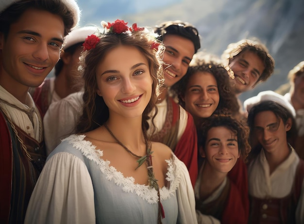 A group of italians in national costumes