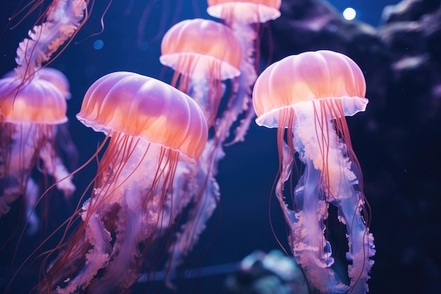 Group of jellyfish floating in the water