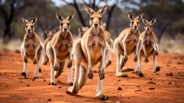 A group of kangaroos in the Australian outback