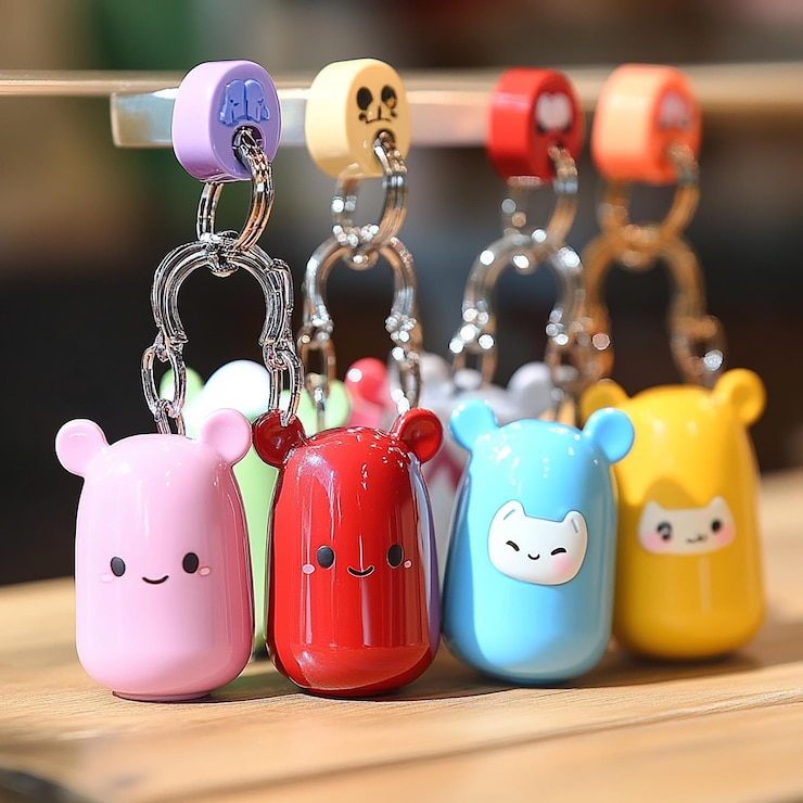 Photo 지 (piggies) 라고 표시된 키체인 그룹