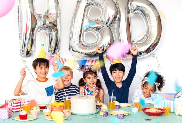 Group of kids celebrate birthday party together