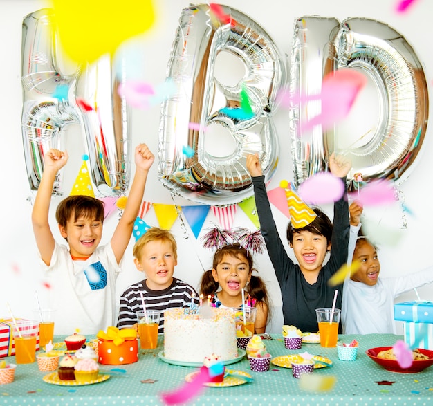 Group of kids celebrate birthday party together