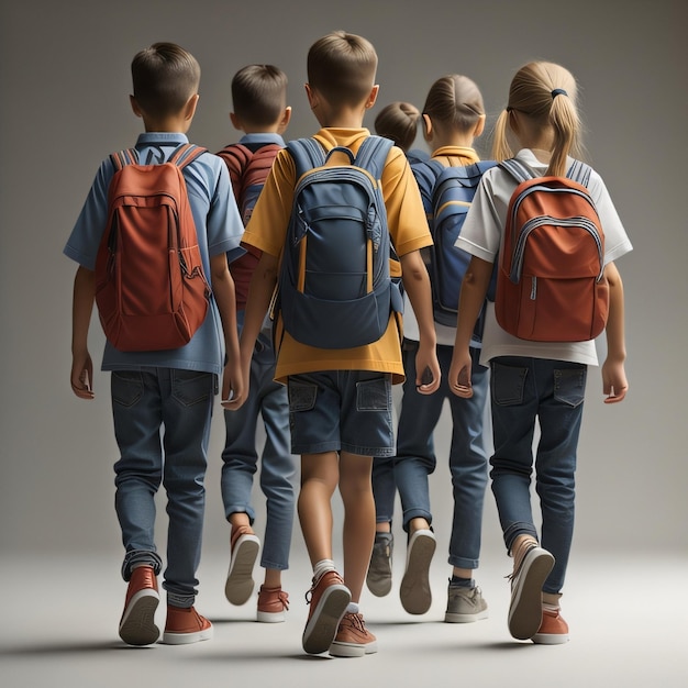 Group Of Kids Going Back To School
