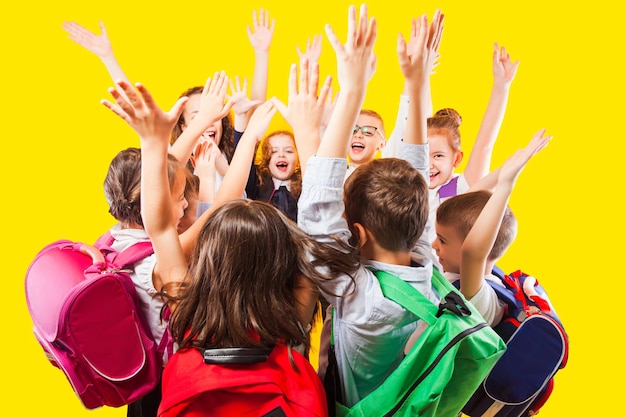 Photo group of kids kids boys and girls ready back to school