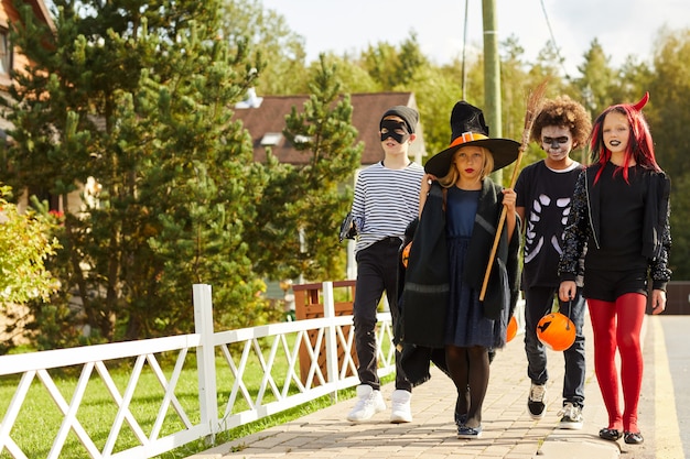 Group of Kids Trick or Treating