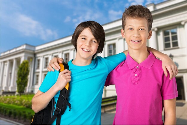 Group of kids with books ready for school