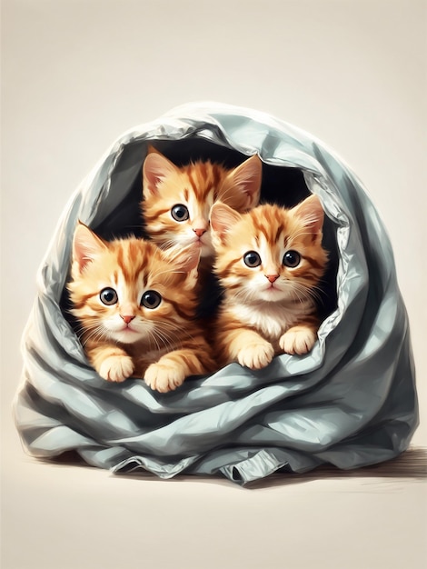 Группа котят кошек