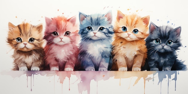 A group of kittens sitting next to each other generative ai image