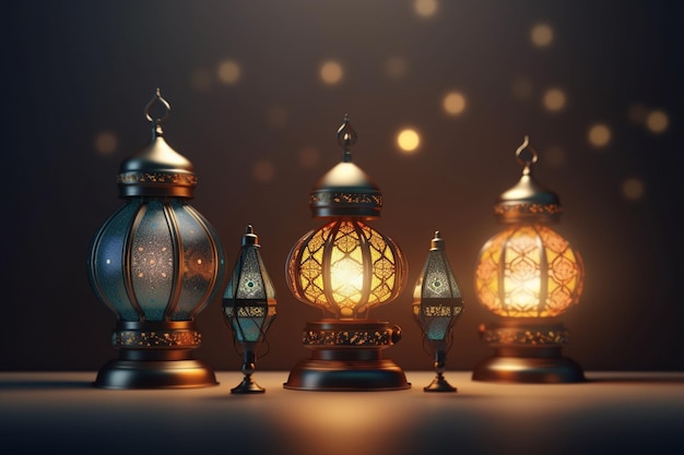 A group of lamps with arabic text on them generative ai